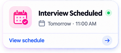Interview scheduled card